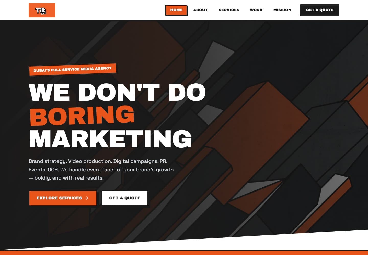 Tilt Media agency website homepage