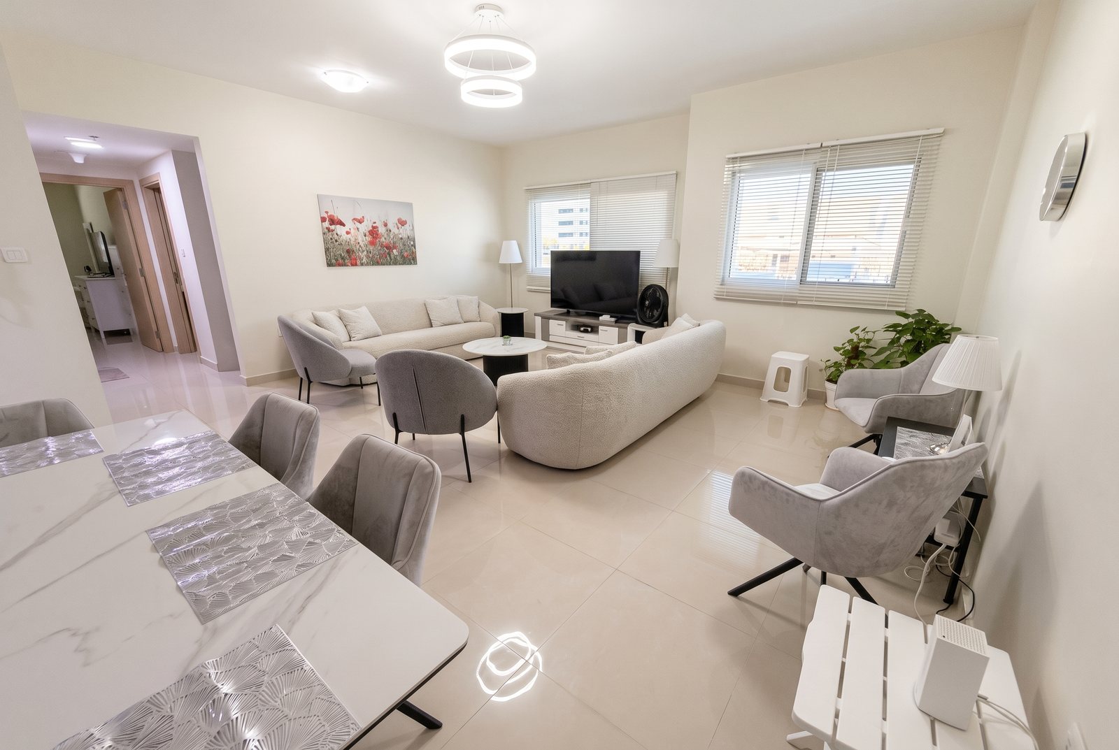 Upgraded living and dining room